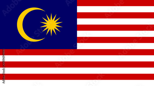 Foto National flag of Malaysia vector illustration.