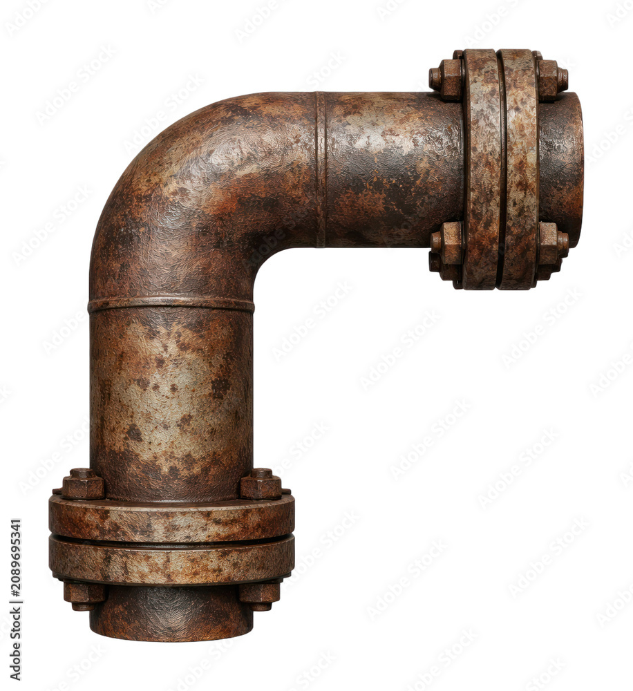 Naklejka premium PNG Rusty industrial metal pipe elbow