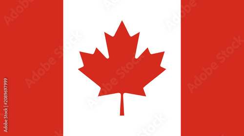 Photos National flag of Canada, featuring a red maple leaf on a white square with red vertical bars on the sides vector