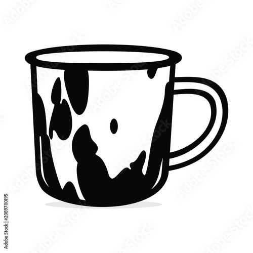 Flat vector illustration of a cup with a black and white pattern.