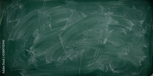 Tableau sur toile Green chalkboard with chalk smudges during a lesson for educational background c