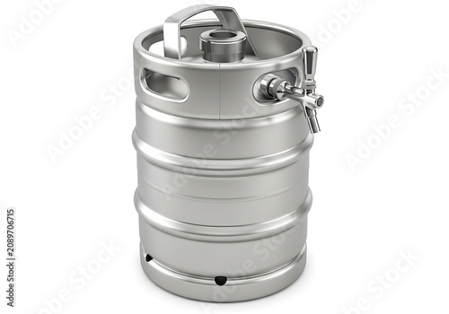 Stainless steel keg with tap and handle