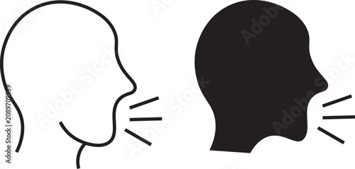 Fotografía Breathing and talking mouth icon set