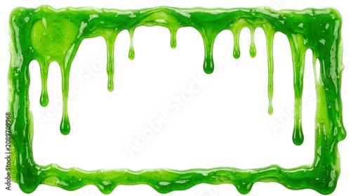 Green slime frame isolated on white background