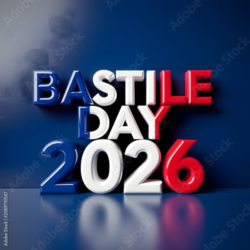 Illuminated 3D Typography Celebration Display on Reflective Surface with Neon Glow