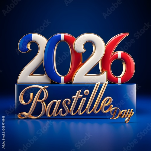 3D Number Celebration with Sparkling Gold Confetti on Blue Background