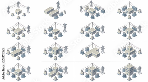 Schilderij op canvas Isometric business team hierarchy organizational chart icons.