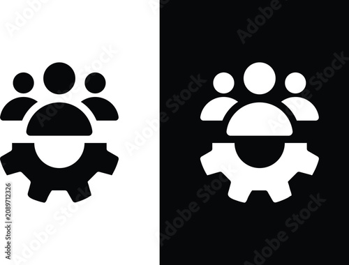 Obraz na plátně People group with gear icon black and white