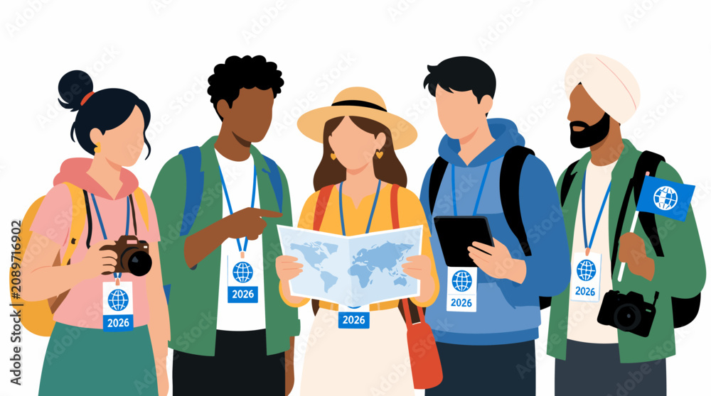 Obraz premium Group of Travelers Reading a Map Together.