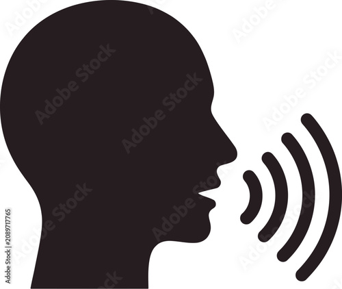 Tableau sur toile Simple black vector illustration of a human head silhouette representing communi