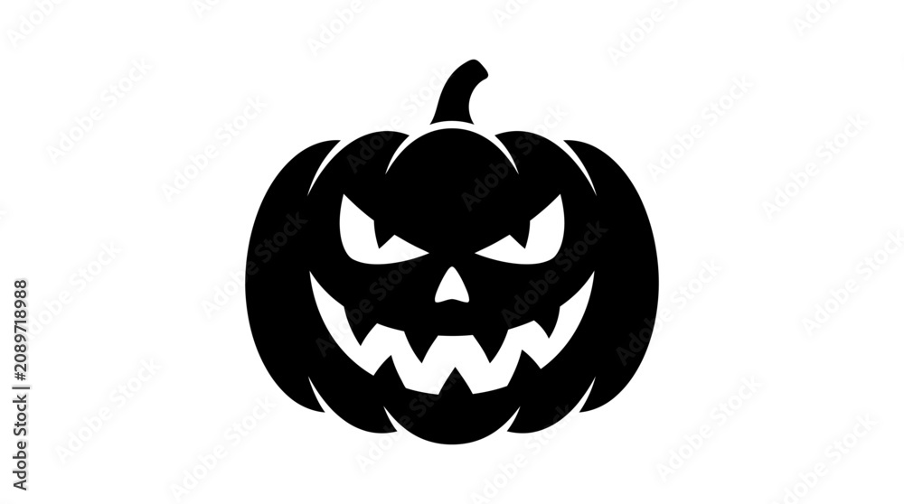 Fotografie Black Halloween pumpkin face icon.