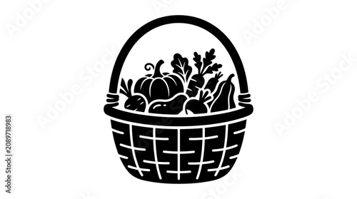 Obraz na płótnie Black and white basket full vegetables.