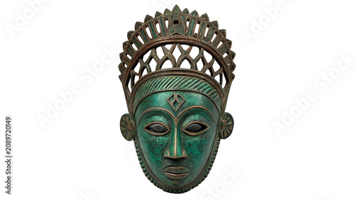 Photos Ancient wooden carved ritual mask sculpture dramatic face isolated on a transpar