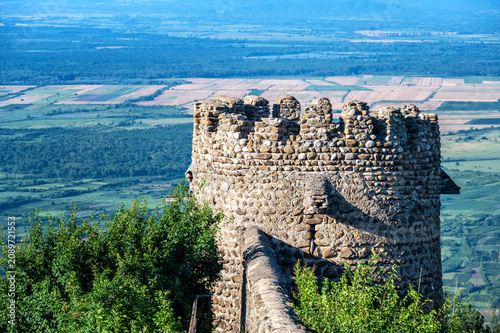 Tower along Sighnaghi city walls with Alazani Valley view