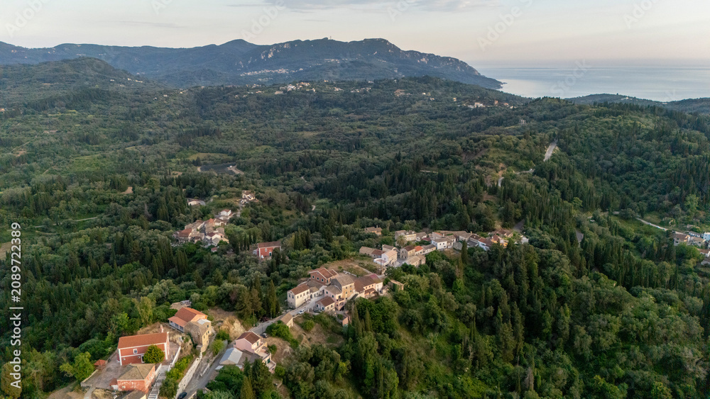 Obraz premium Rachtades village Corfu island aerial view