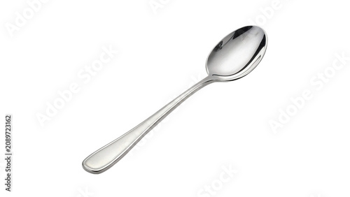 Schilderij op canvas Elegant classic metallic silver spoon cutlery utensil isolated on a transparent