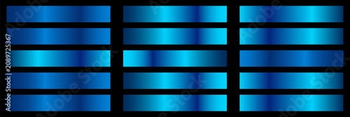 Set of Blue gradient metallic shiny design banner decoration,blue gradient texture background