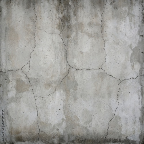 Weathered concrete wall texture with deep dark fissures, cracks
