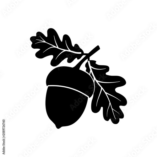 Acorn and Oak Leaves Silhouette Illustration