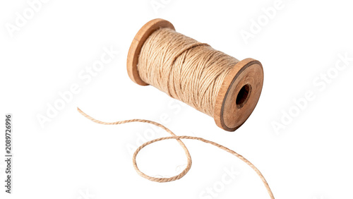 Tableau sur toile Classic vintage wooden spool with sewing thread accessory isolated on a transpar