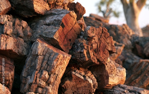 Macro Close-up of Naturally Weathered Corkwood with Detailed Texture and Rich Earth Tones