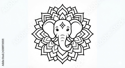 Elephant mandala colouring page intricate floral design for adults and kids