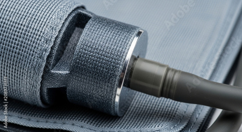 Medical Cuff Connector Close-up: Blood Pressure Monitor Component Detail