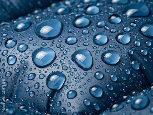 Blue Inflatable Pool Float Surface Macro Texture with Water Droplets