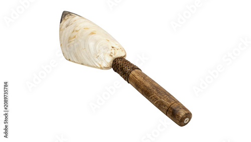 Photos Traditional primitive manual wooden scraper tool accessory isolated on a transpa