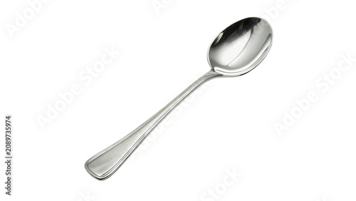 Tableau sur toile Elegant classic metallic silver spoon cutlery utensil isolated on a transparent