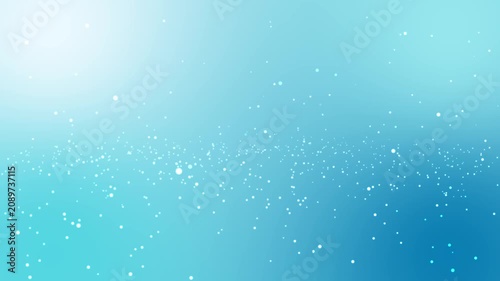 Soft blue and turquoise gradient abstract background with glowing white glitter particles and bokeh lights creating a magical dreamy winter texture for celebration design backdrops