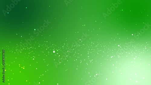 Soft green gradient abstract background with glowing white glitter particles and bokeh lights creating a magical dreamy eco texture for celebration design backdrops