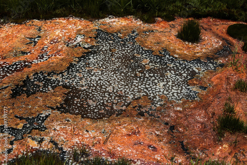 Bild auf Leinwand Iron-rich geothermal pool with mineral deposits
