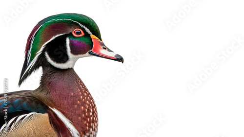 Tableau sur toile Wild male wood duck waterfowl poultry bird isolated on a transparent background