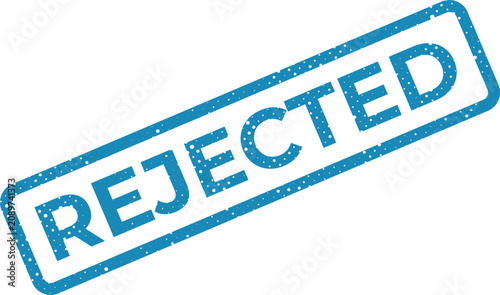 Foto Bold blue textured rubber stamp displaying the REJECTED word, signifying disappr