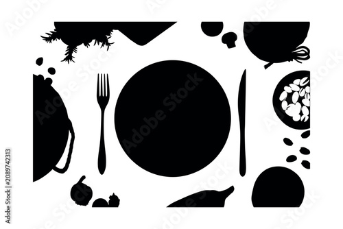 Konstfotografi Minimalist Dinnerware Icon Composition.eps