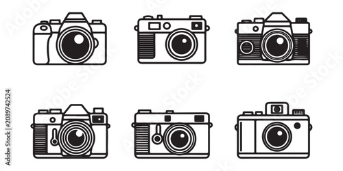 Bild auf Leinwand Camera line icon vector collection