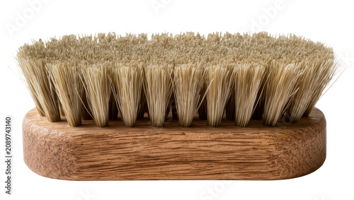 Bilde på lerret Isolated cleaning brush with natural fiber bristles and a sturdy wooden handle
