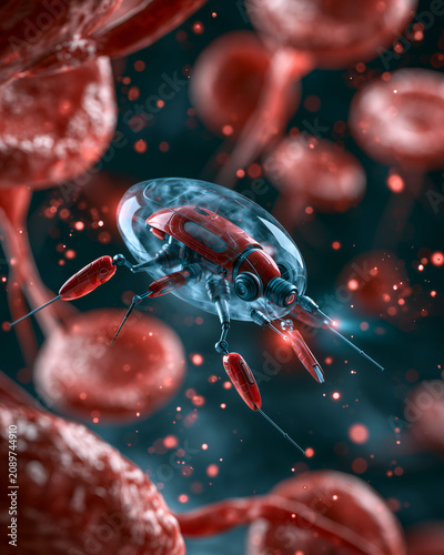 Holographic Medical Nanobot Inside Human Bloodstream Visualization