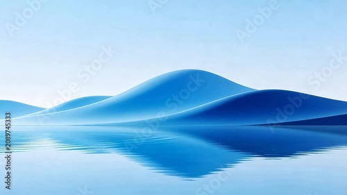 Blue abstract hills and water reflection