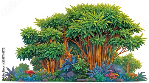 Vibrant green bamboo forest nature illustration high resolution picture