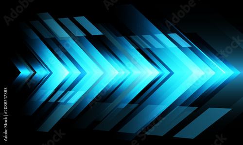 Abstract blue light arrow speed zoom power technology futuristic background vector