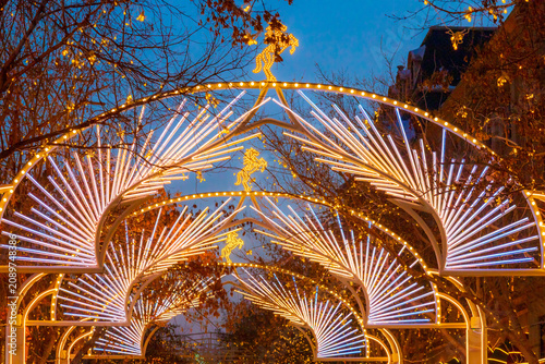 Canvas Print The illuminated archways at night on Zhongyang Street