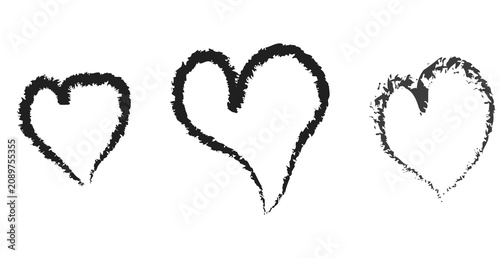 Fotografi hand drawn rough sketch heart doodle collection png isolated on transparent back