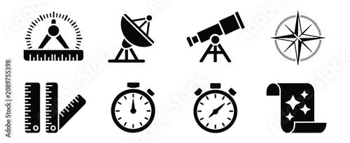 Εκτύπωση καμβά Nautical Navigation Icon Featuring Compass, Sextant, Anchor, Ship Wheel, Timekeeping Instruments, and Editable Vector Illustration