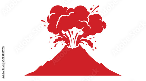 Photos Volcano Eruption Illustration Flat Vector Graphic With Red And Gray Tones