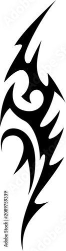 Black Cybersigilism Lightning Blade Tribal Tattoo Vector Design