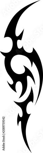 Black Cybersigilism Swirl Flame Tribal Tattoo Vector Design
