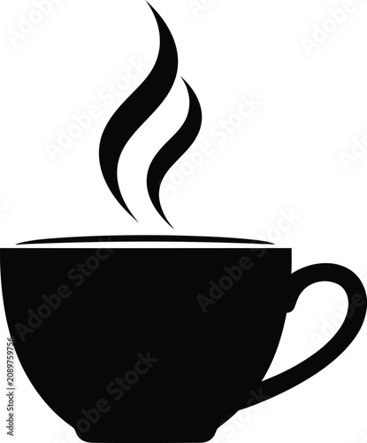 Silhouette design of a steaming hot coffee cup icon vector