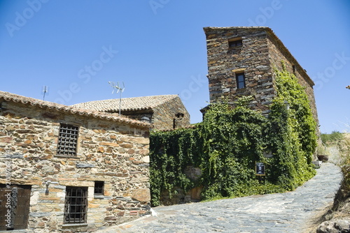  View of a street in the Spanish village of Patones de Arriba.